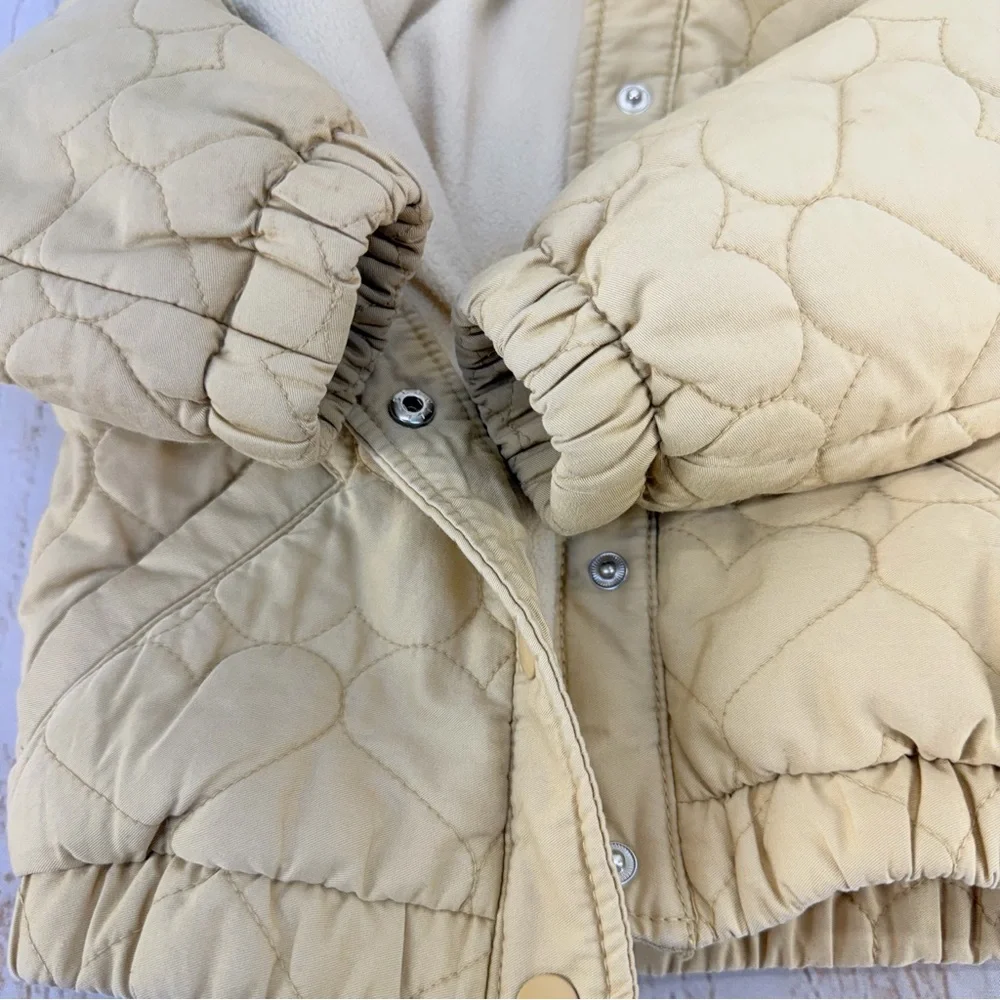 Old Navy‎ Toddler Quilted Hooded Jacket 3T Cream Fleece Lined